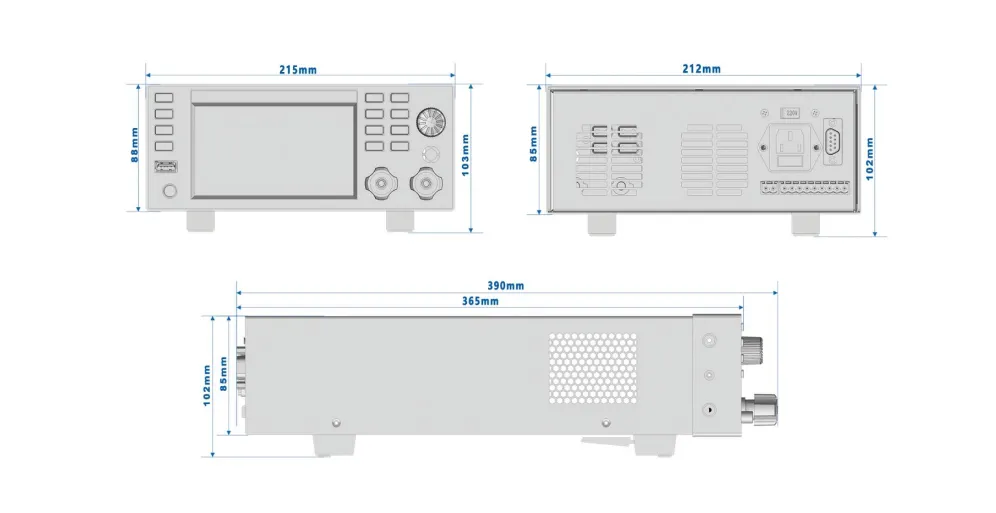 200W-500V-18A Programmable DC Electronic Load 6 SIZE OF ELECTRONIC LOAD