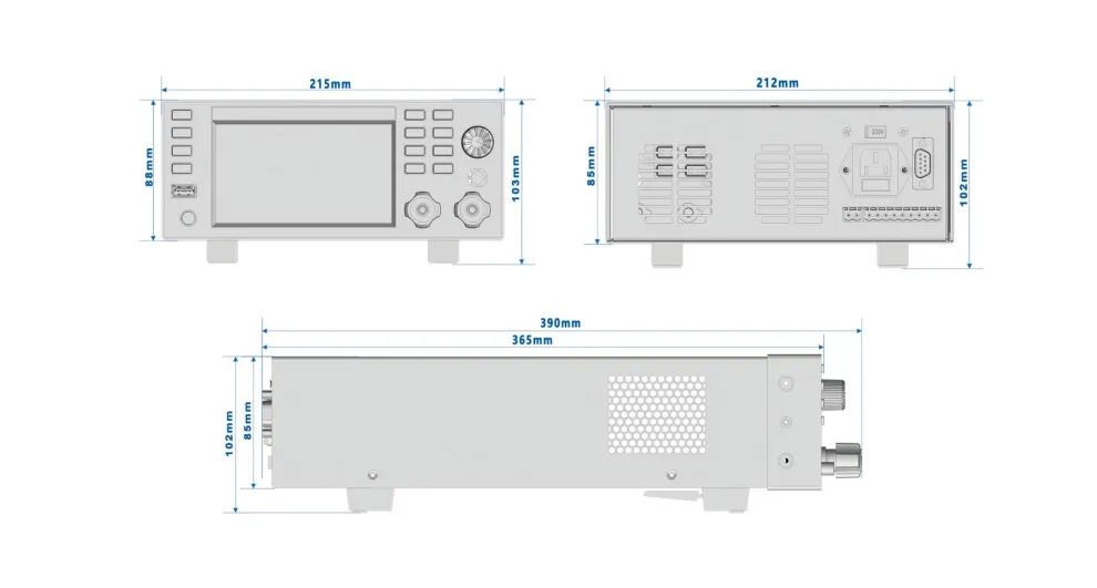 200W-150V-34A Programmable DC Electronic Load 8 SIZE OF ELECTRONIC LOAD